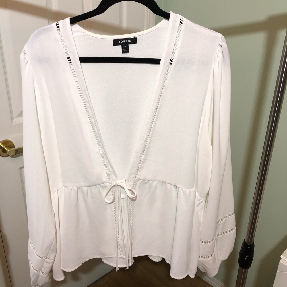Torrid White Tie-Front Blouse